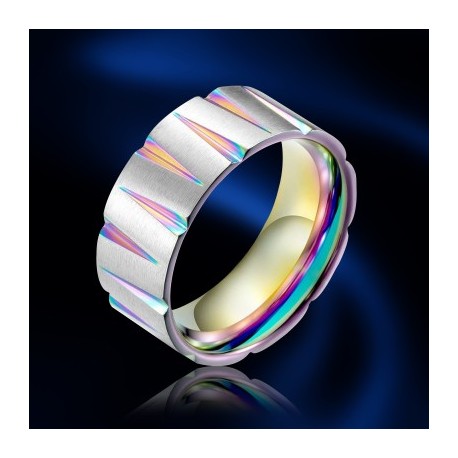 9mm Men's Cone Texture Multicolor Band