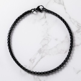 3mm Round Box Bracelet in Black Gold