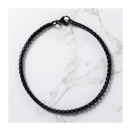 3mm Round Box Bracelet in Black Gold