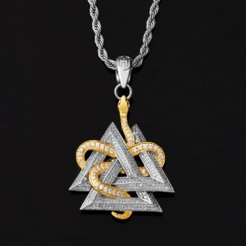 Iced Valknut and Snake Pendant