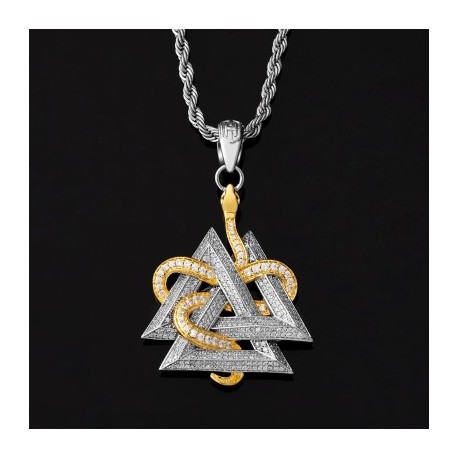 Iced Valknut and Snake Pendant
