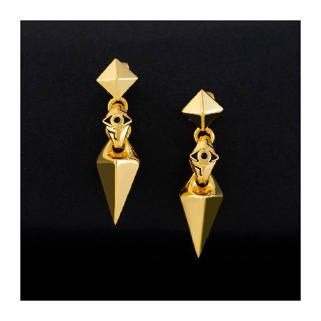 Pyramid Eye of Ra Earrings in Gold