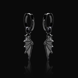 Devil Wing Dangle Earrings in Black Gold