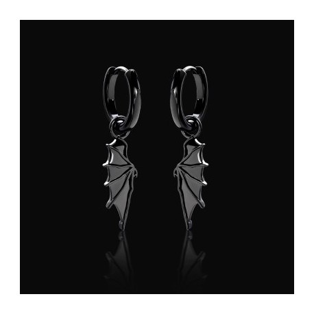 Devil Wing Dangle Earrings in Black Gold