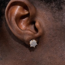 Hexagon Micro Pave Studs Earrings