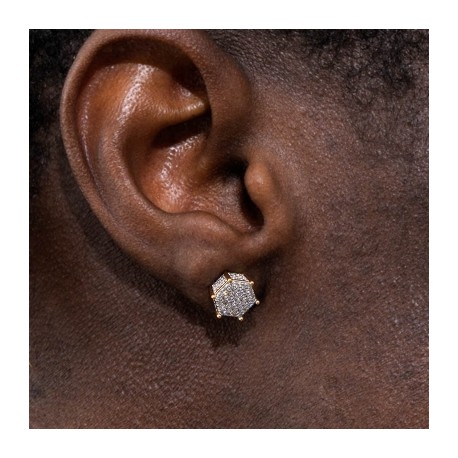 Hexagon Micro Pave Studs Earrings