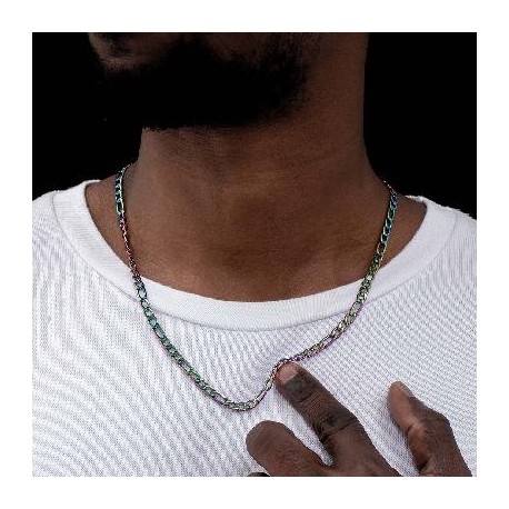 5mm Rainbow Stainless Steel Figaro Chain