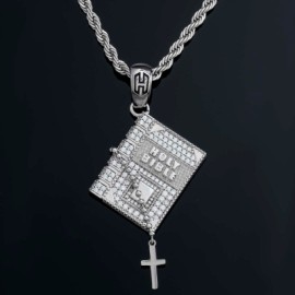 Iced Holy Bible Cross Pendant