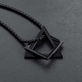 Interlock Black Square Triangle Geometric Pendant