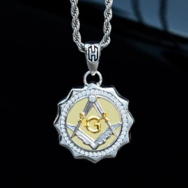 Iced Two-tone Masonic Pendant