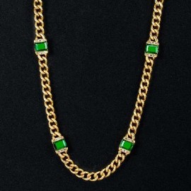 8mm Green Gems Cuban Necklace