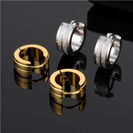 Titanium Steel Frosted Wide Band Earrings