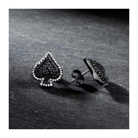 Iced Spades Earrings in Black Gold