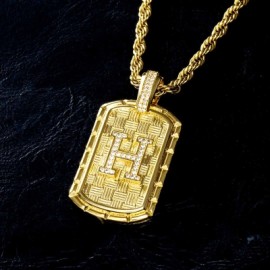 Iced A-Z Initial Letter Pendant in Gold