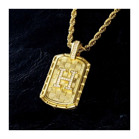 Iced A-Z Initial Letter Pendant in Gold