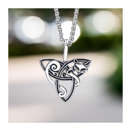 Celtic Fox Stainless Steel Pendant