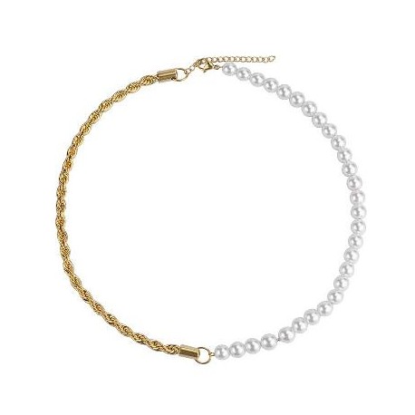 Half Pearl and Half Rope Chain in Gold