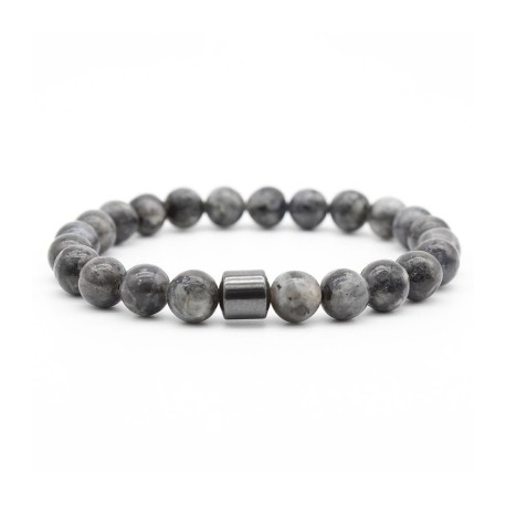 8mm Grey Amphibole/Lava Rock/Tiger Eye Magnetic Hematite Beads Bracelet