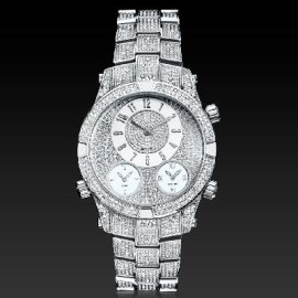 Micro Paved Arabic Numerals Men's Watch in White Gold