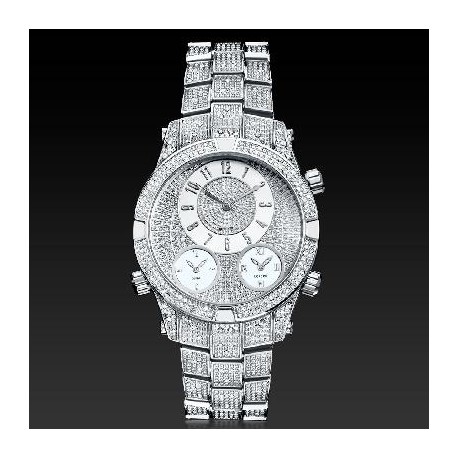 Micro Paved Arabic Numerals Men's Watch in White Gold