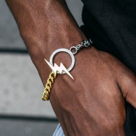 8mm Two Tone Lightning Cuban Bracelet