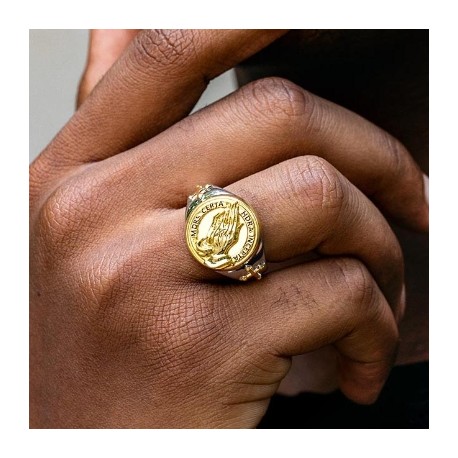 Two Tone Praying Hands Ring