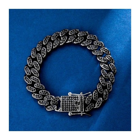 12mm Iced Black Miami Cuban Link Bracelet