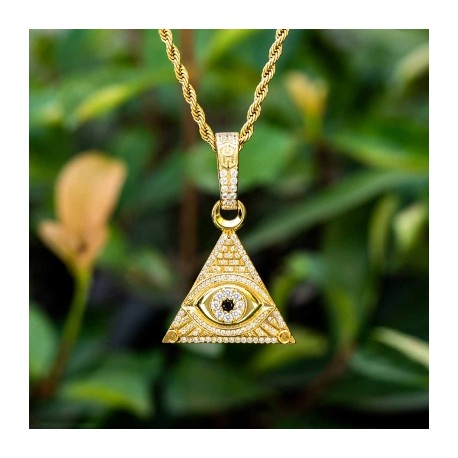 Iced Eye Of Providence Pendant in Gold