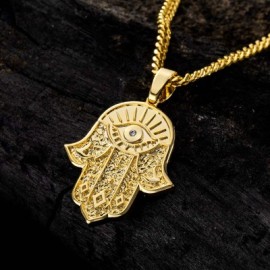 Hamsa Hand Pendant in Gold