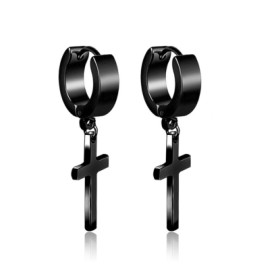 Titanium Steel Cross Dangle Earrings