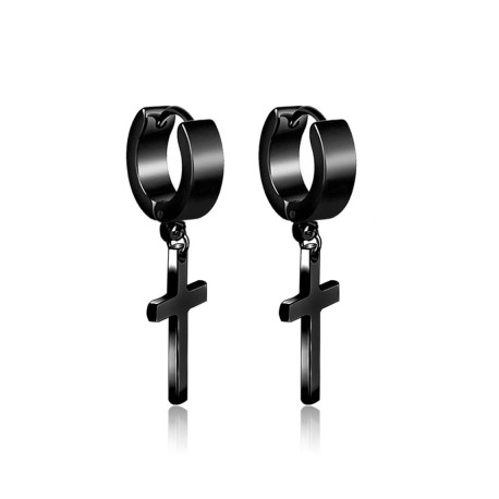 Titanium Steel Cross Dangle Earrings