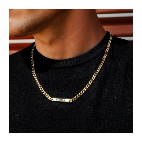 5mm Personalized Engraved Cuban ID Necklace in Gold