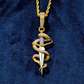 Iced Dagger and snake Pendant