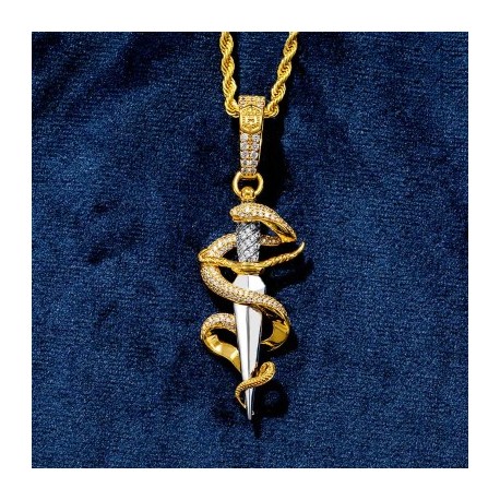 Iced Dagger and snake Pendant