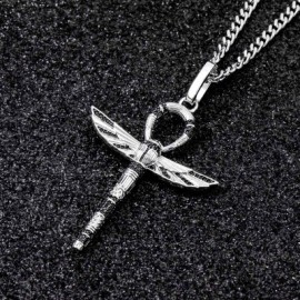 Iced Ankh Wings Pendant