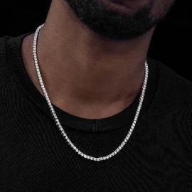 3mm Tennis 18K White Gold Chain