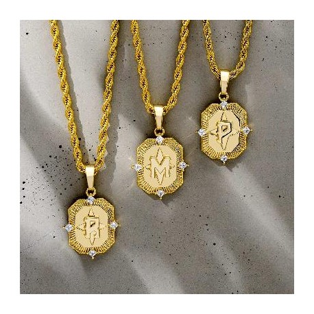 Iced Gold A-Z Initial Letter Pendant
