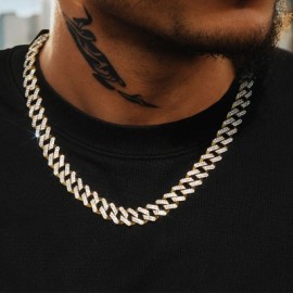 14mm Iced Prong Cuban Chain in Gold