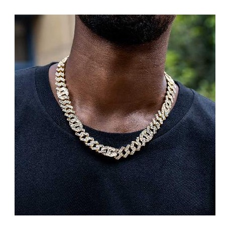 14mm Baguette G-link Cuban Chain in Gold