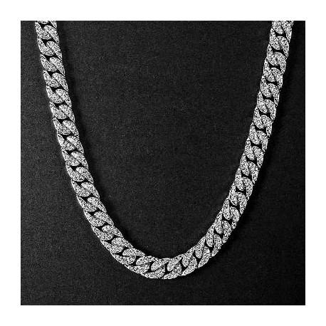 Iced 18K White Gold 13mm Cuban Chain