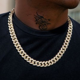 12mm Iced Miami Cuban Chain in Gold