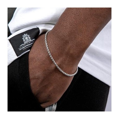3mm Round Box Solid 925 Sterling Silver Bracelet