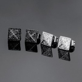 Iced Pyramid Stud Earrings