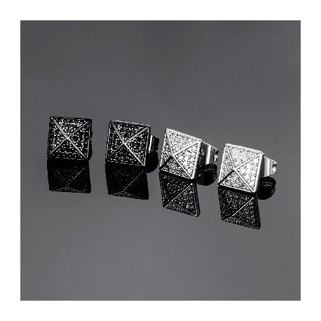 Iced Pyramid Stud Earrings