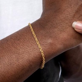 3mm Cable Solid 925 Sterling Silver Bracelet in Gold