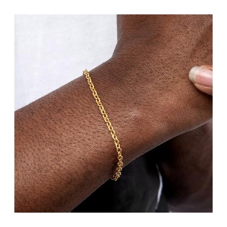 3mm Cable Solid 925 Sterling Silver Bracelet in Gold