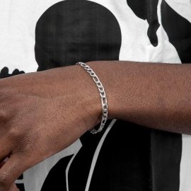 5mm Figaro Solid 925 Sterling Silver Bracelet