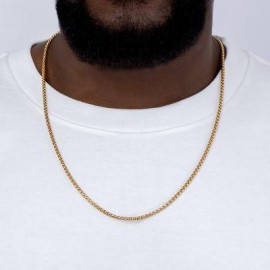 3mm Round Box Solid 925 Sterling Silver Chain in Gold