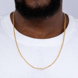 3mm Cable Solid 925 Sterling Silver Chain in Gold