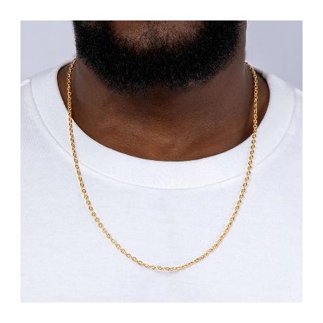 3mm Cable Solid 925 Sterling Silver Chain in Gold